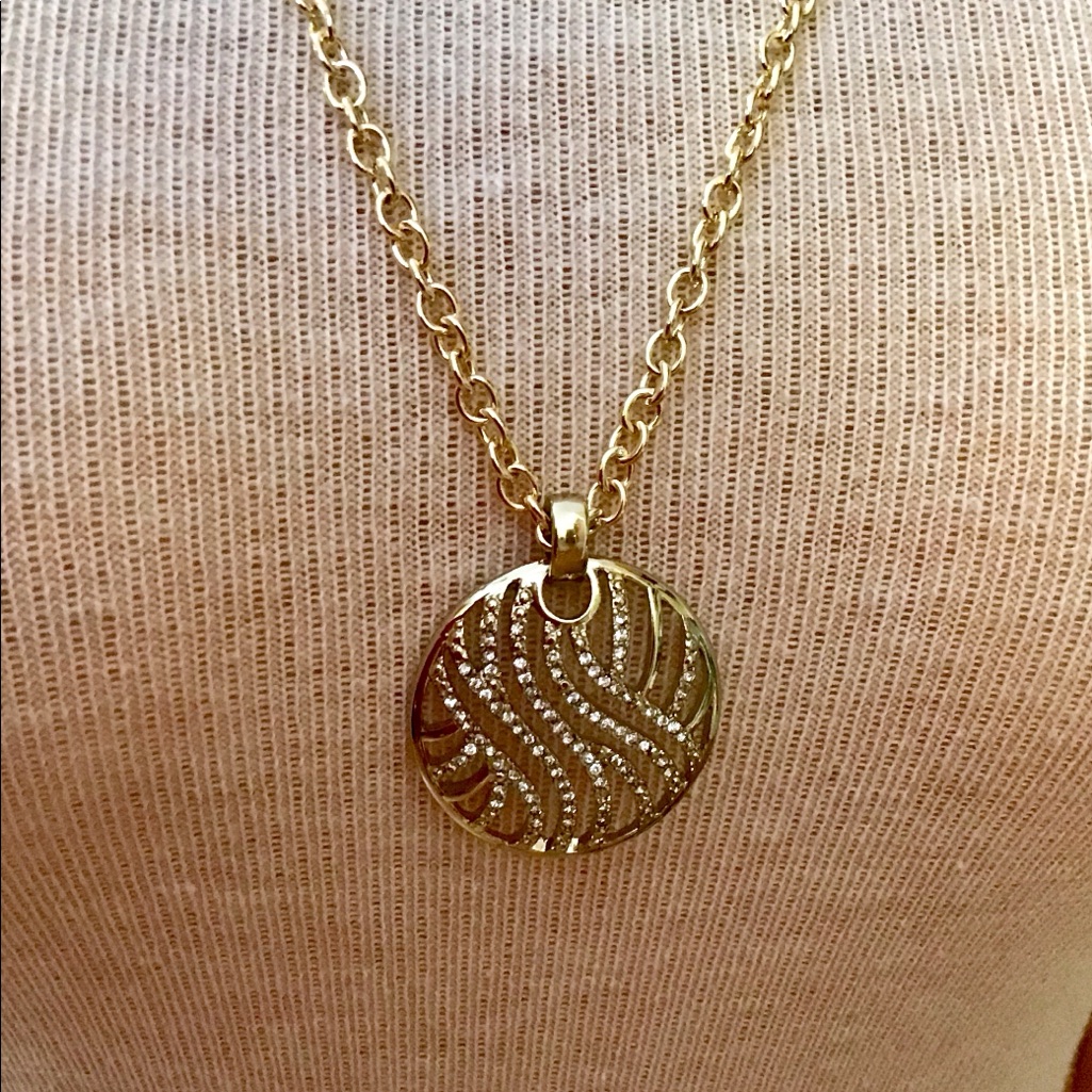 Long Goldtone Statement Pendant Necklace